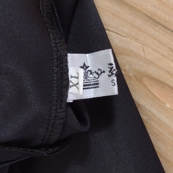 Modern Asian Black Silky Full Length Cheongsam Dress Size XL - Picture 10 of 13